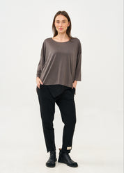 Dark gray slub fabric long shirt
