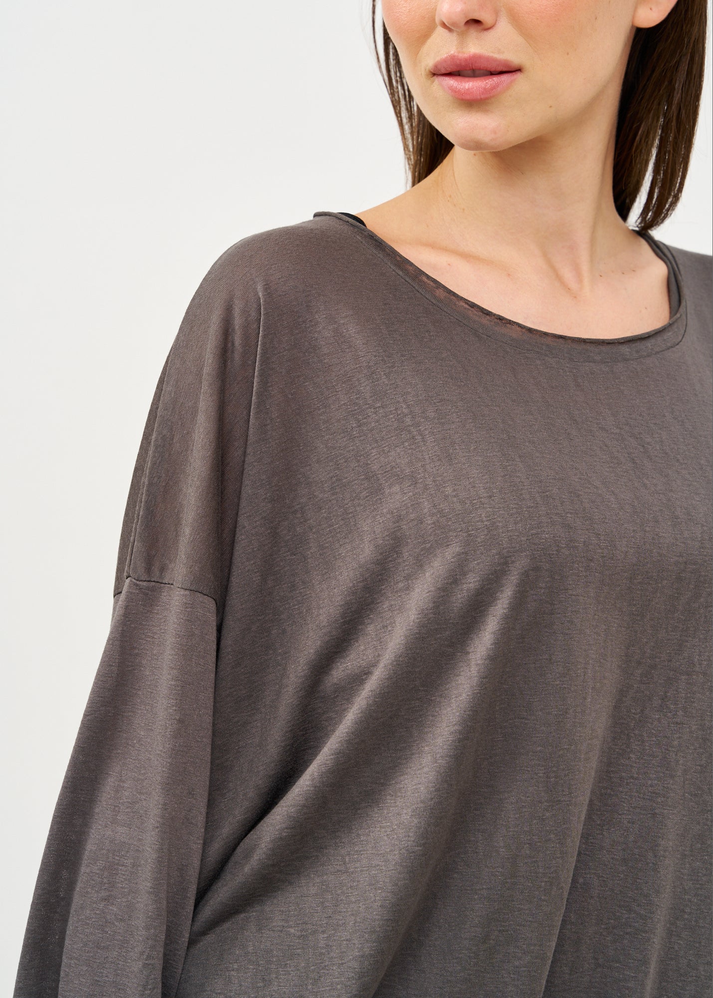 Dark gray slub fabric long shirt