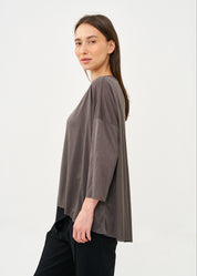 Dark gray slub fabric long shirt