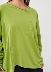 Green two-button long-sleeved shirt