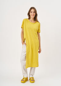 Mustard short sleeve tunic with front slit - 00