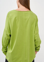Green two-button long-sleeved shirt