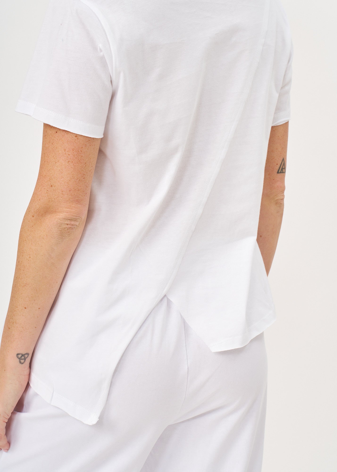White Asymmetrical Length Diagonal Cut T-Shirt