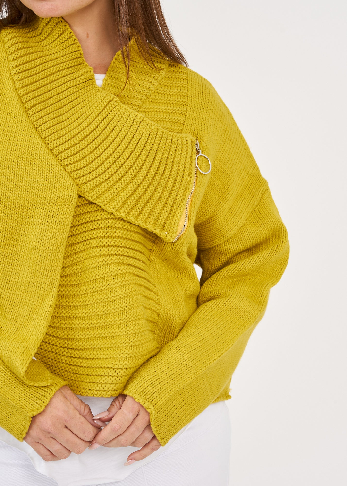 Mustard zipper knit top