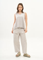 Gray cotton diagonal cut tank top