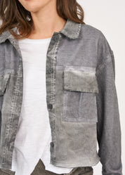 Dark gray wash dyed shirt jacket