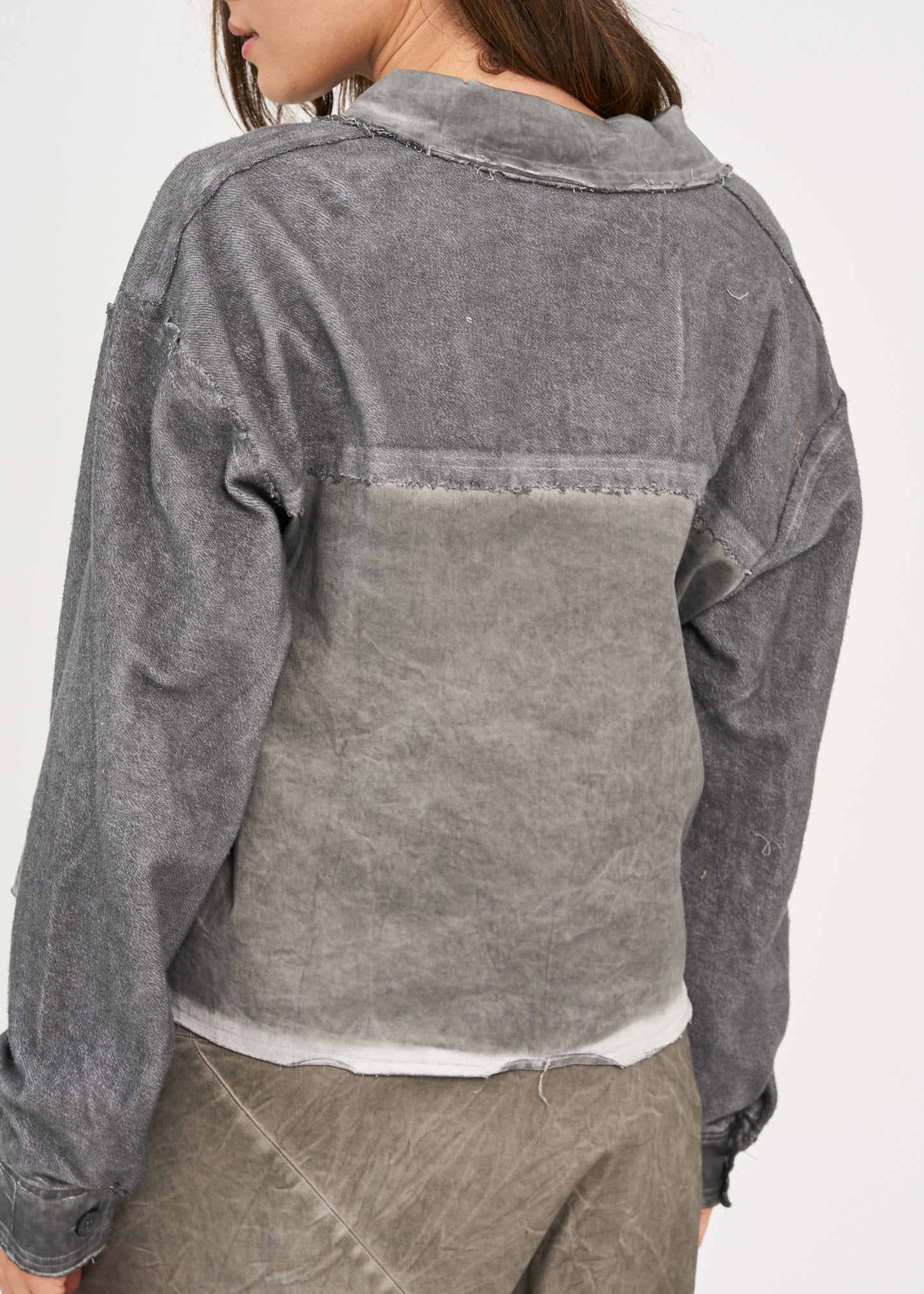 Dark gray wash dyed shirt jacket