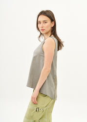 Dark grey wash dyed tank top with mesh insert