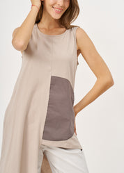 Gray fabric half-circle pocket tank top