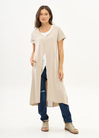 Short sleeve tunic with stone mesh combination - 01