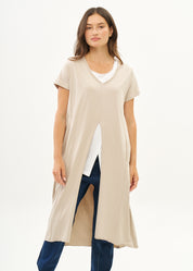 Short sleeve tunic with stone mesh combination