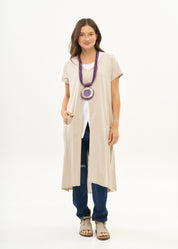 Short sleeve tunic with stone mesh combination