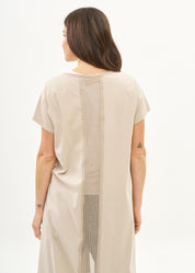 Short sleeve tunic with stone mesh combination