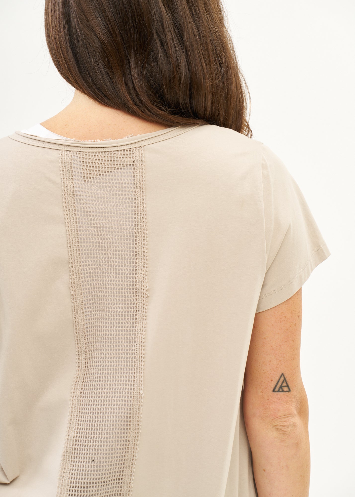 Short sleeve tunic with stone mesh combination