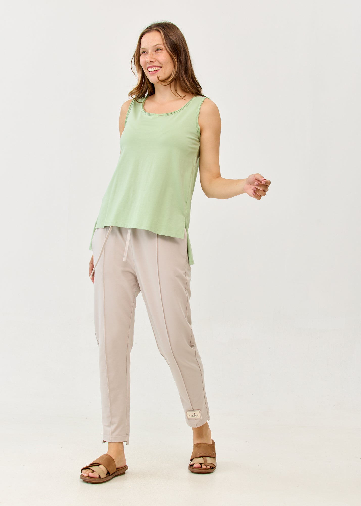 Light Green Basic Camisole with Straight Hem