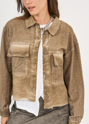 Brown wash dyed shirt jacket