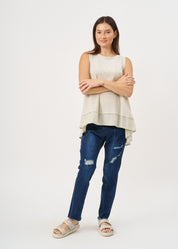 Stone fabric combination extension tank top