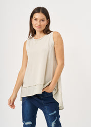 Stone fabric combination extension tank top