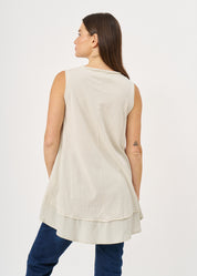 Stone fabric combination extension tank top