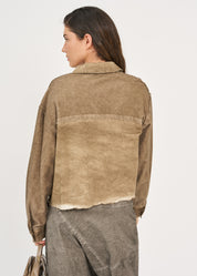 Brown wash dyed shirt jacket