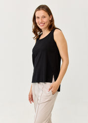 Basic tank top, straight hem, black