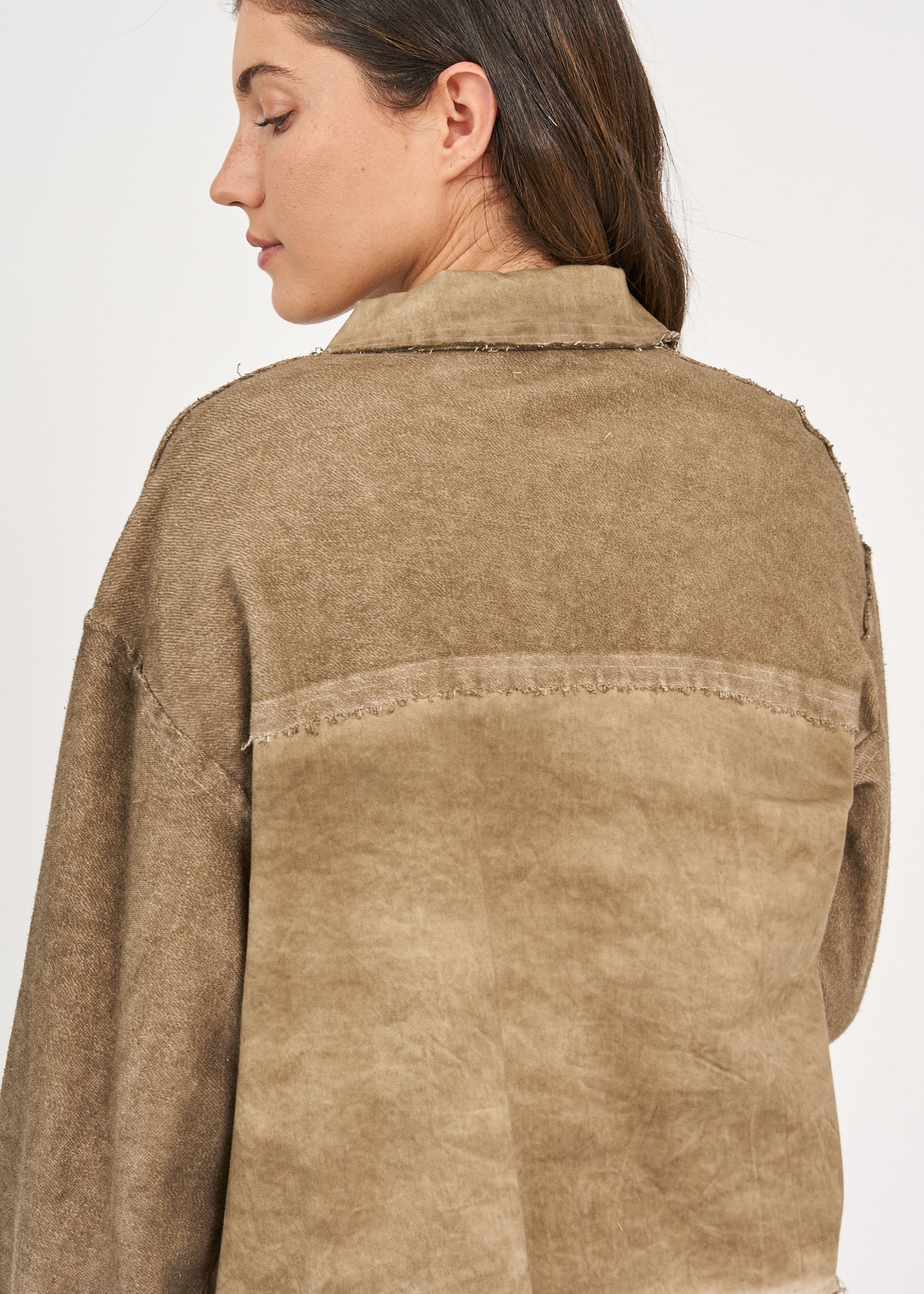 Brown wash dyed shirt jacket