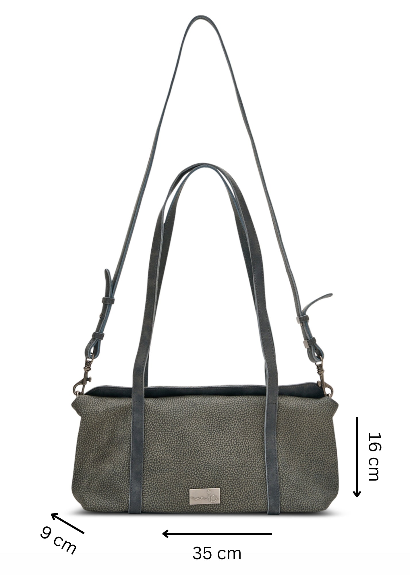 Rectangular leather evening bag in gray color combination