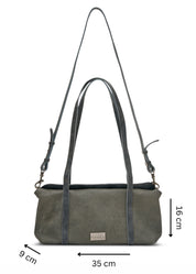 Rectangular leather evening bag in gray color combination