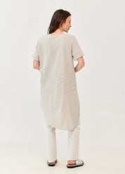 Light gray short-sleeved tunic with front tie