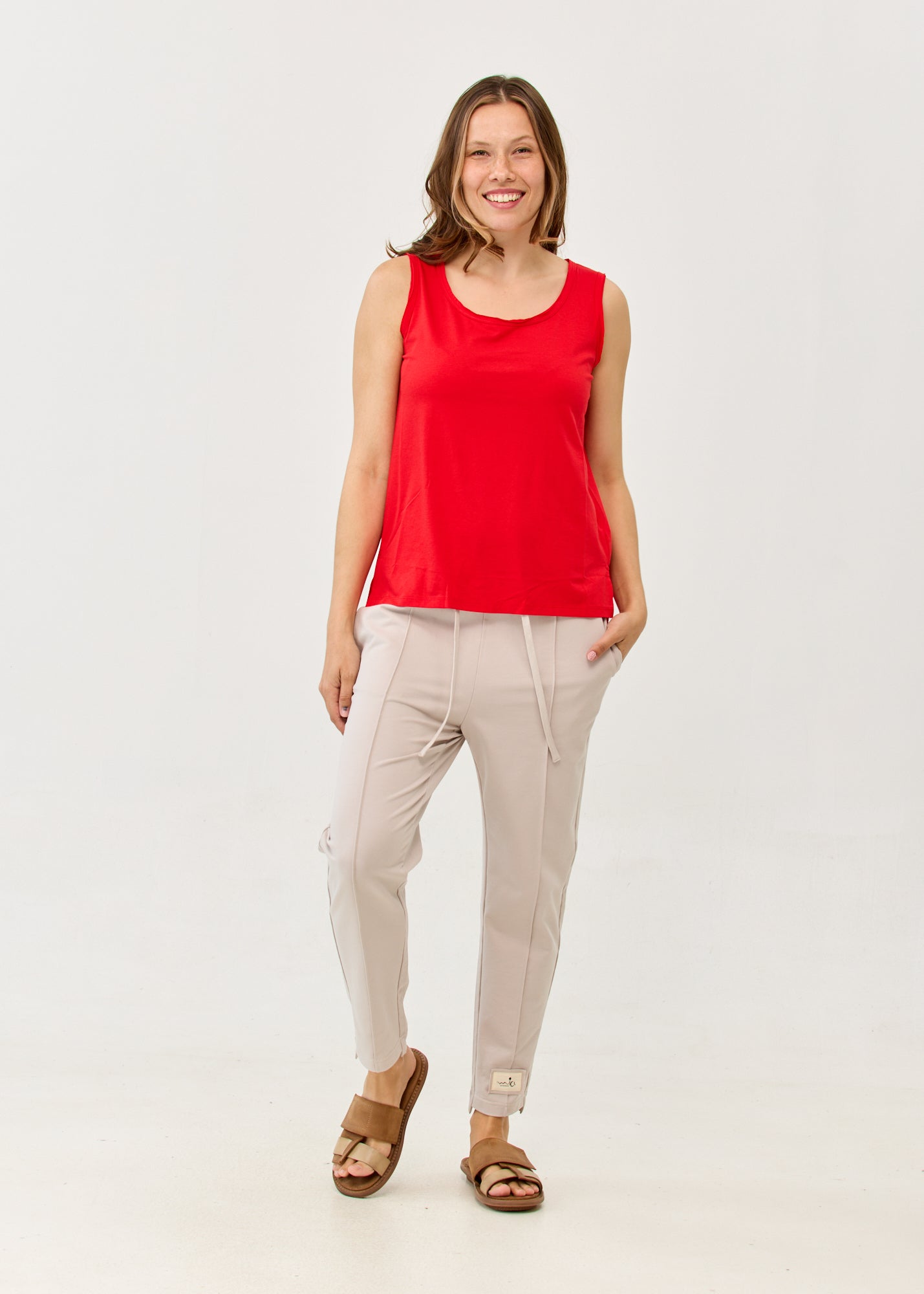 Basic straight-hem tank top, red