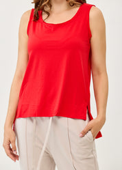 Basic straight-hem tank top, red