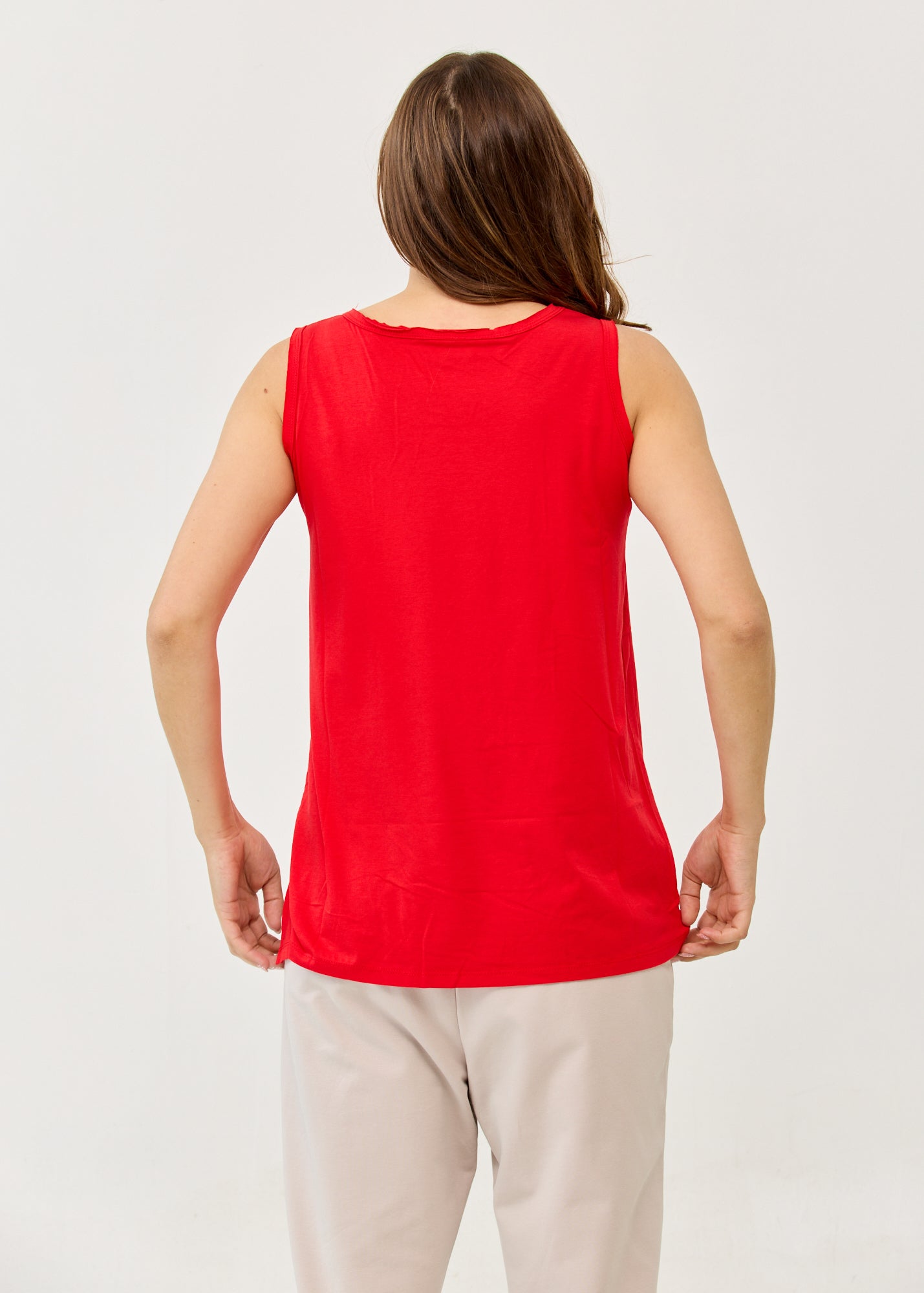 Basic straight-hem tank top, red