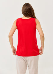Basic straight-hem tank top, red