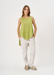 Green flared tank top with a spritz extension