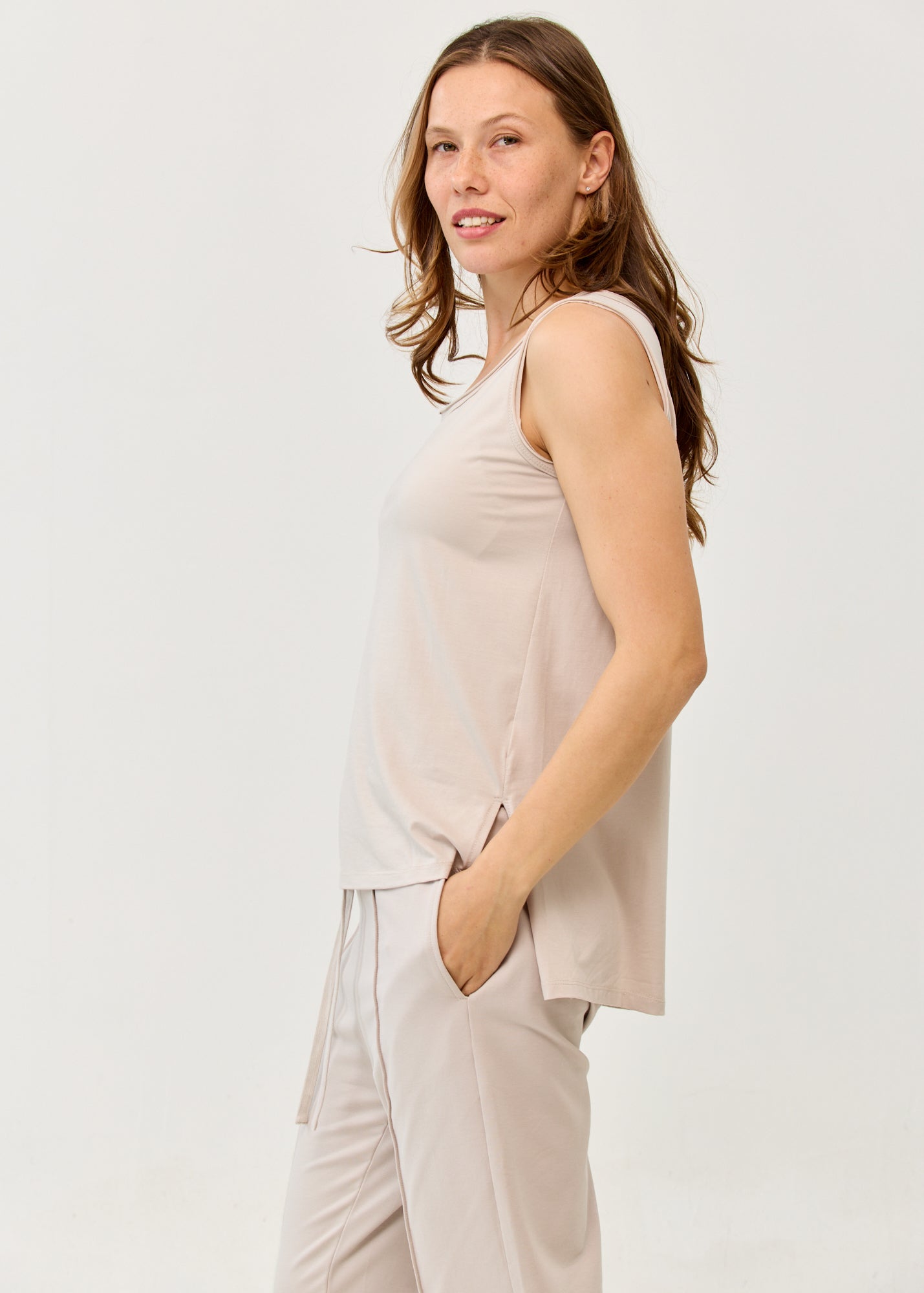 Stone Basic Camisole with Straight Hem