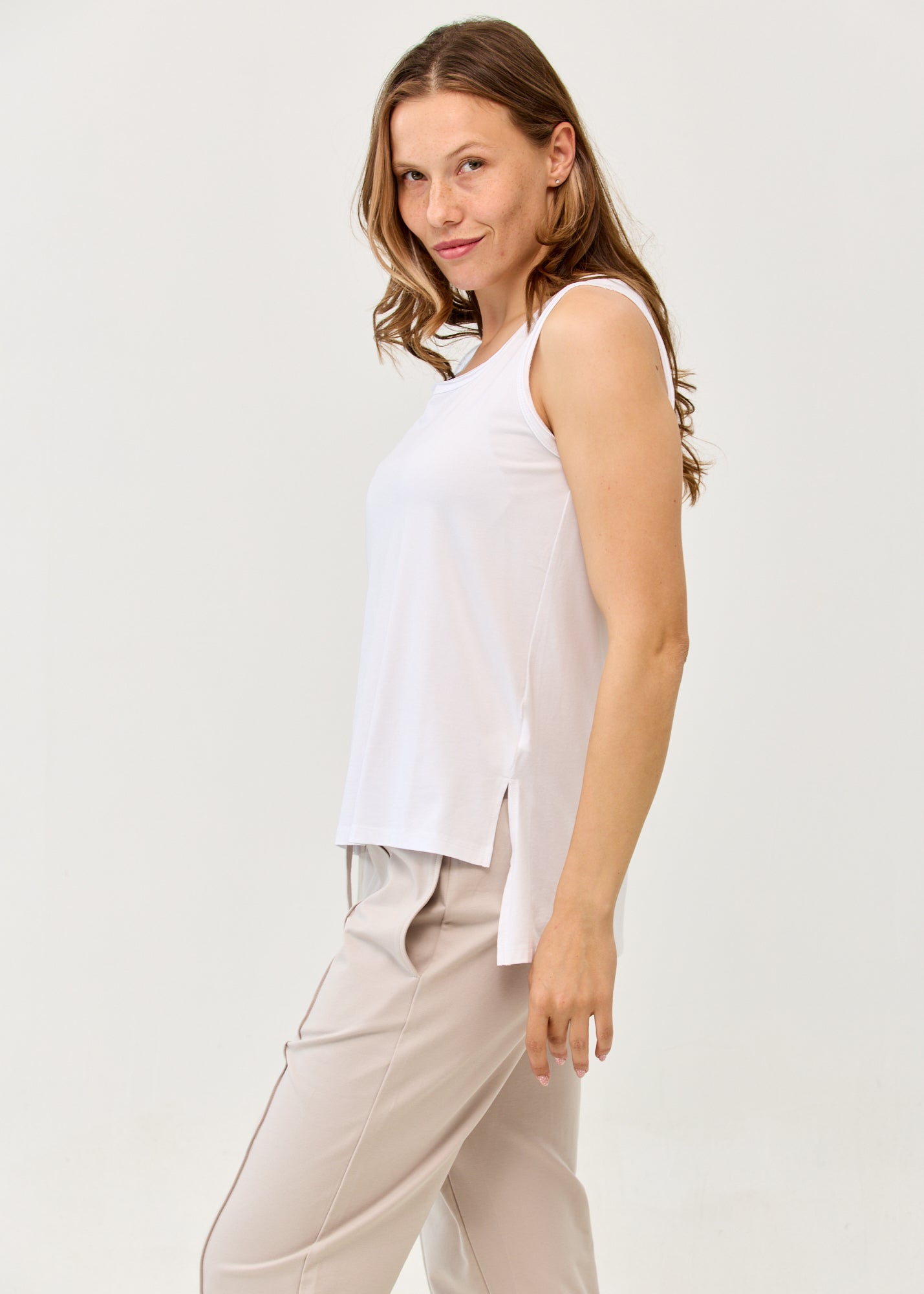 Basic Straight Hem Tank Top White