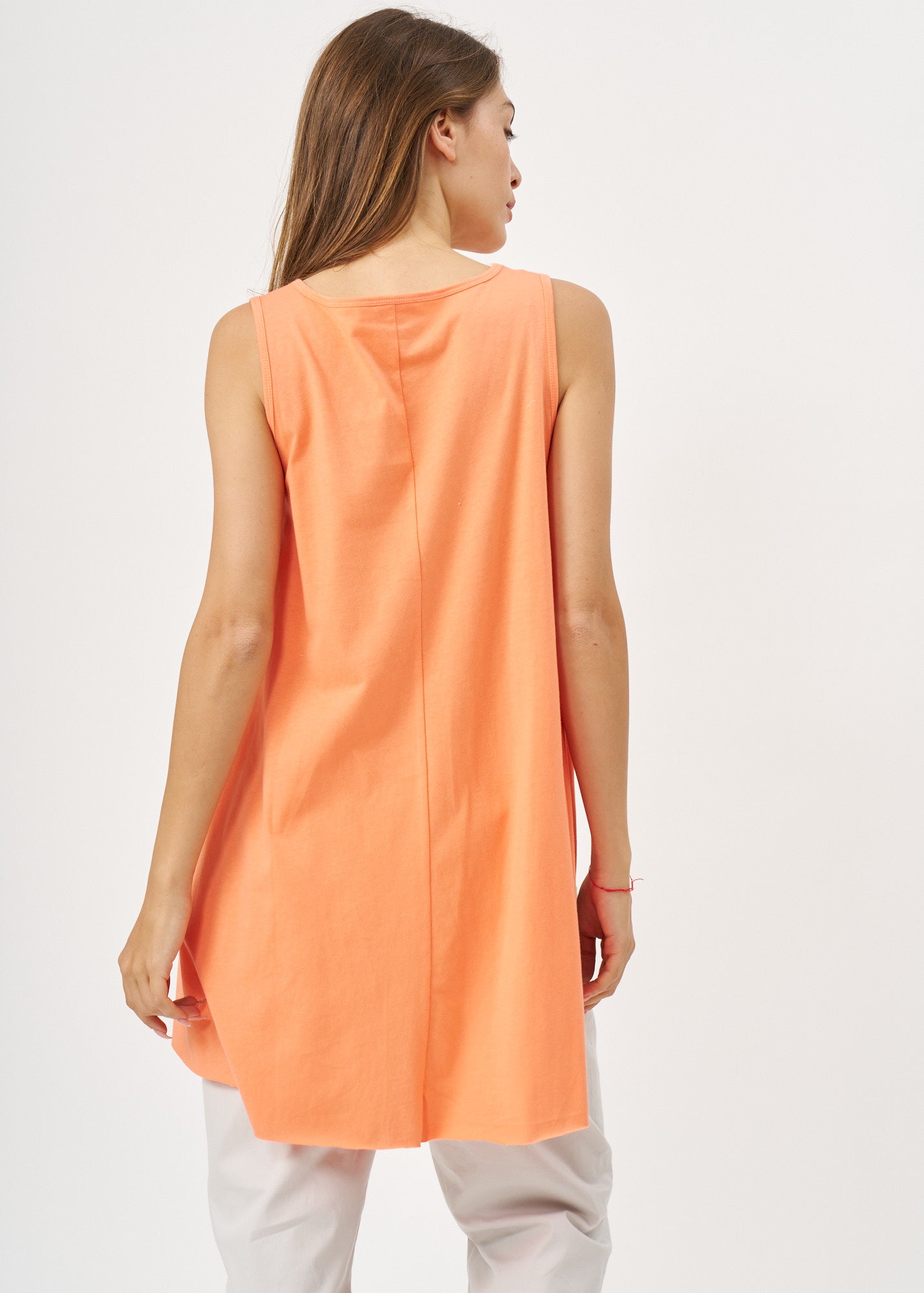 Orange flared tank top with flared sleeves