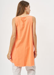 Orange flared tank top with flared sleeves