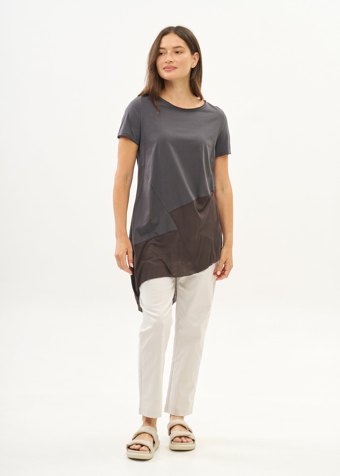 Dark gray cotton blend tunic
