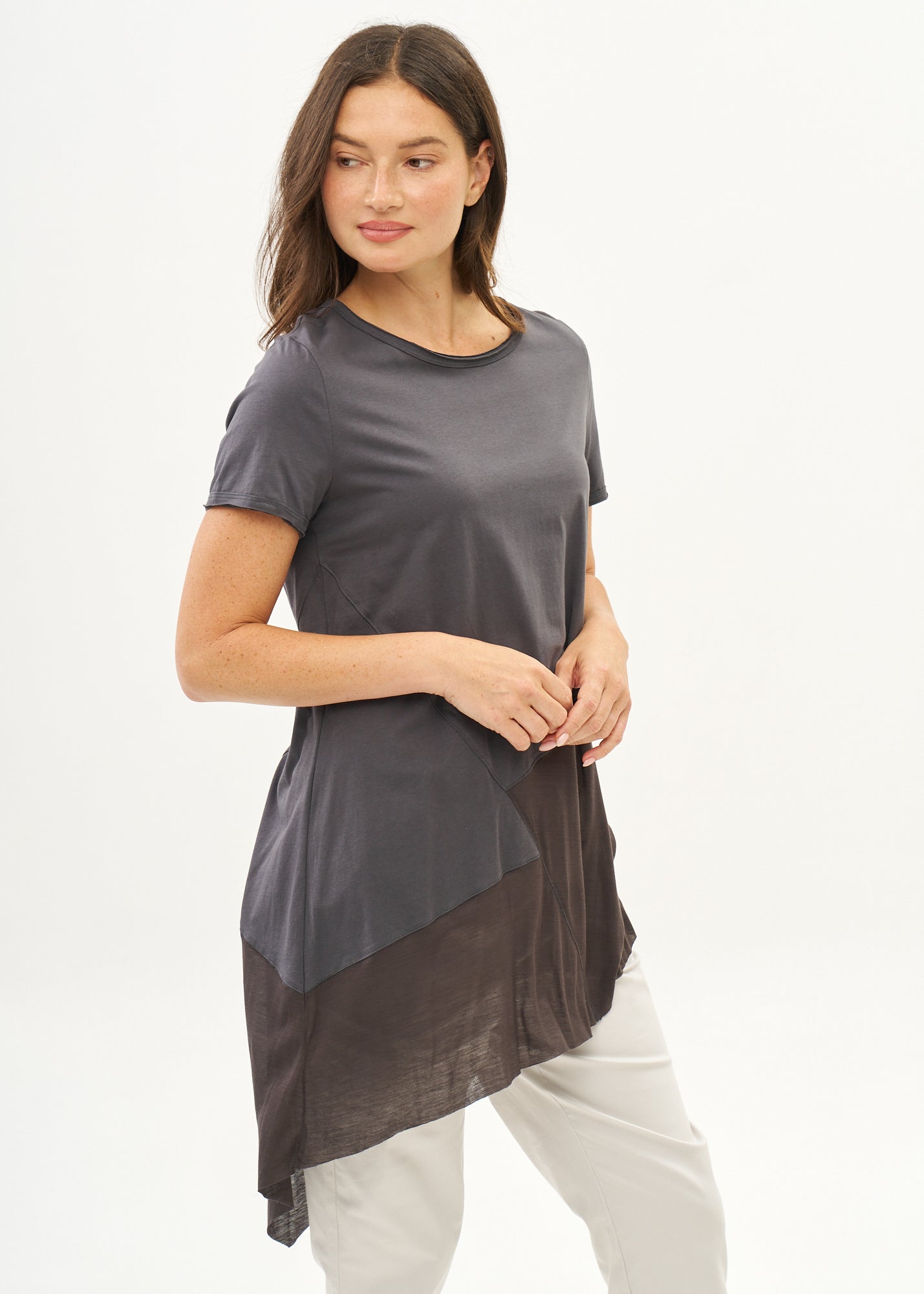 Dark gray cotton blend tunic