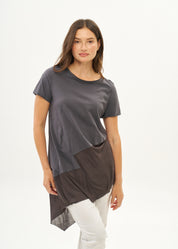 Dark gray cotton blend tunic