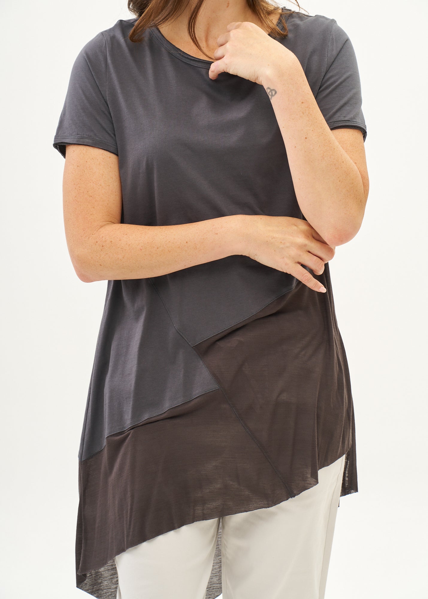Dark gray cotton blend tunic