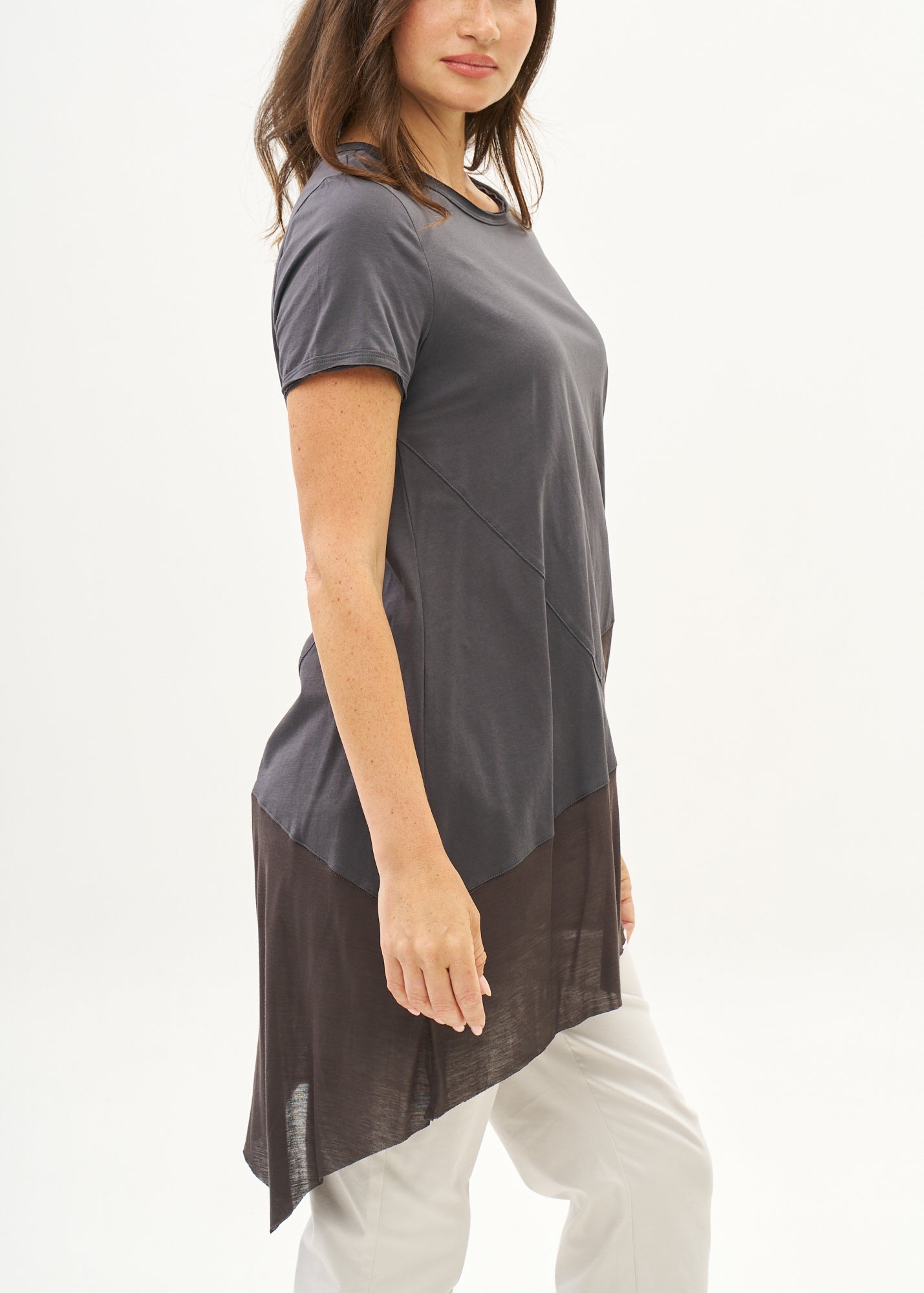 Dark gray cotton blend tunic