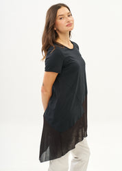 Black cotton blend tunic