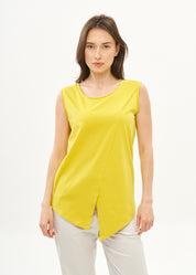 Yellow top with diagonal stitching