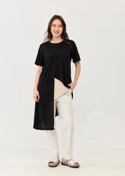 Black short-sleeve tunic, shorter front