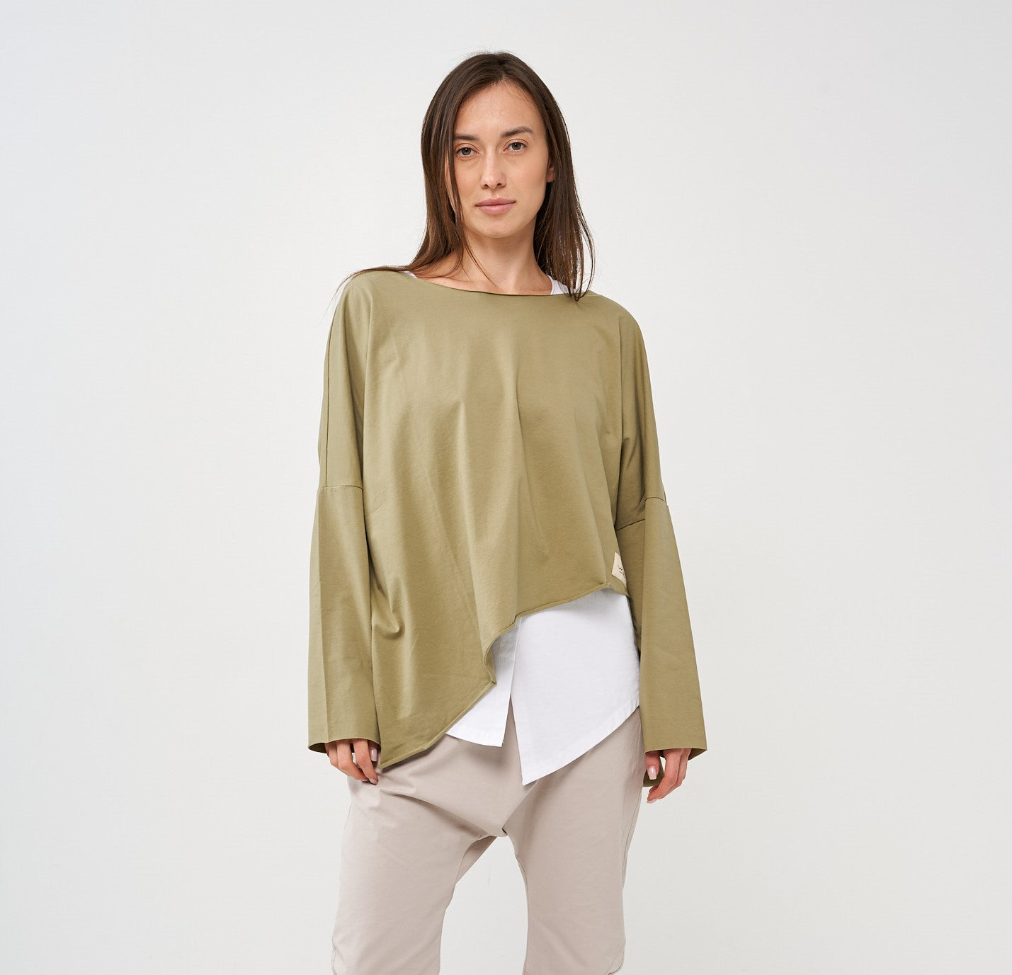 Green long sleeve oversized bat shirt