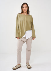 Green long sleeve oversized bat shirt