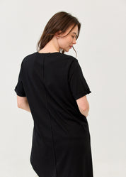 Black short-sleeve tunic, shorter front