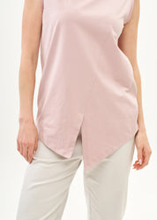 Pink lace stitched diagonal top